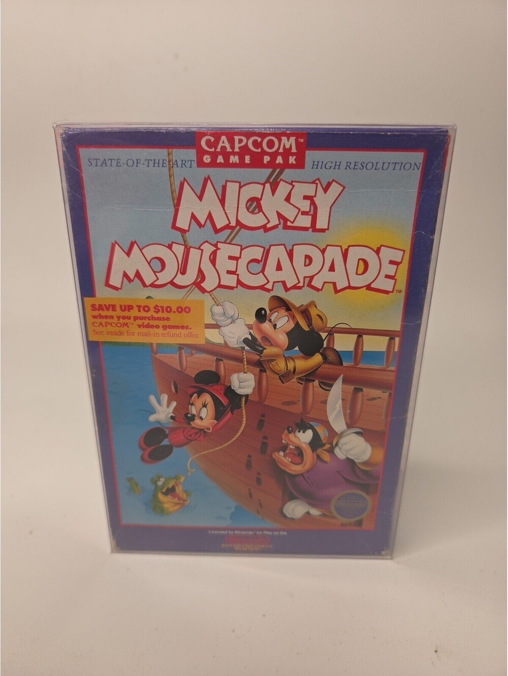 Nintendo NES Mickey Mousecapade Complete in Box Plastic Protector